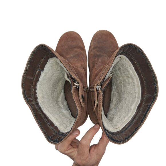 TECNICA Boots Mens Size 11 Brown Suede Shearling Lined Side Zip Winter EU 44.5 - Picture 7 of 10